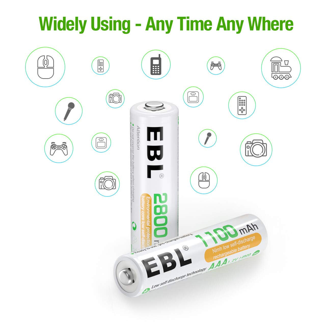 High-Capacity AA & AAA Rechargeable Battery Combo - 2800mAh & 1100mAh (4 Pack Each) - Eco-Friendly Ni-MH Power Solution